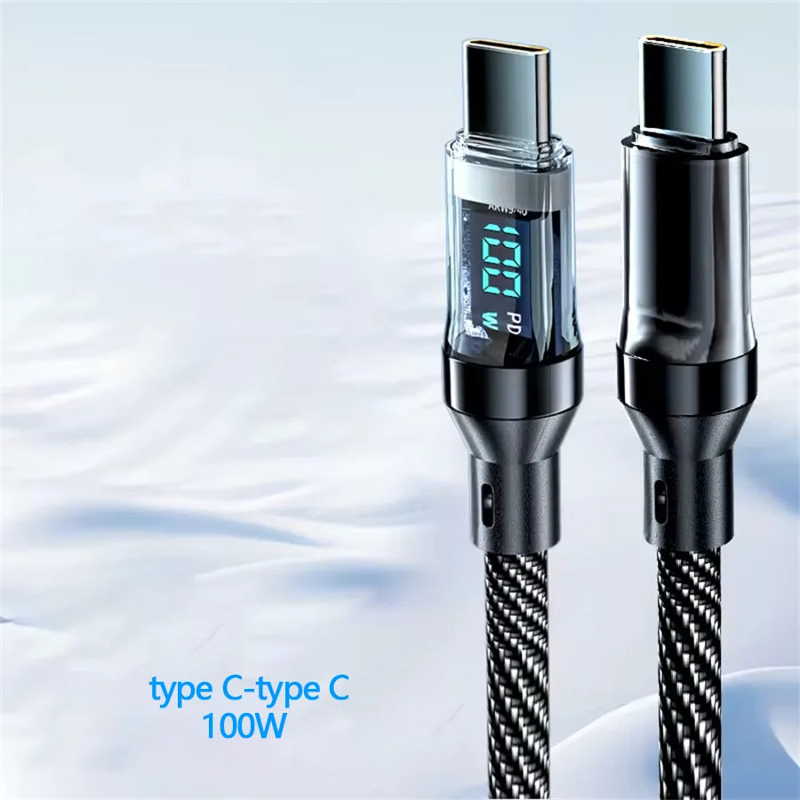 NNBILI 120W A-C and C-C Phone Super Fast Charging Cable with LED display screen, not compatible Xiaomi iPhone、 Samsung