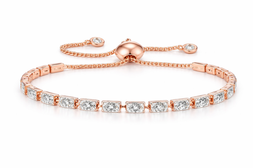 Rose Gold Rectangle Crystal Bolo Bracelet